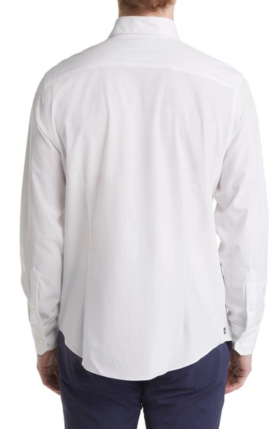 Shop Mizzen + Main Leeward Solid No-tuck Stretch Performance Button-up Shirt In White Solid