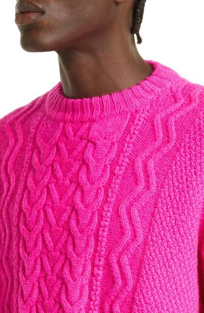 Shop Undercover Cable Knit Crewneck Wool Sweater In Pink