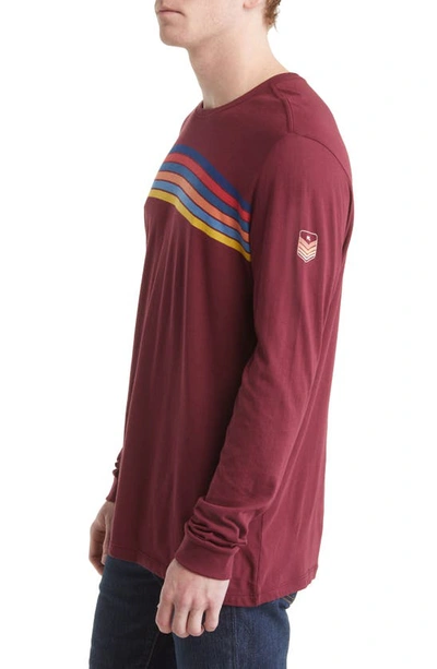 Shop Marine Layer Stripe Cotton & Modal Long Sleeve T-shirt In Tawny