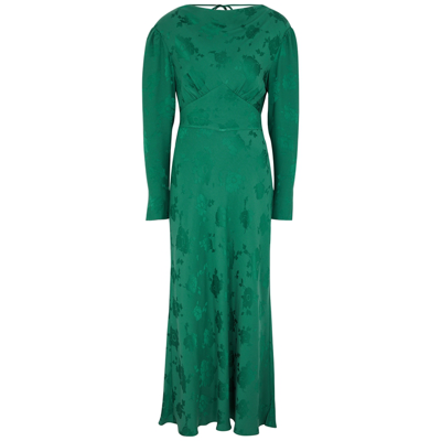 Shop Rixo London Rixo Ginger Floral-jacquard Dress In Green