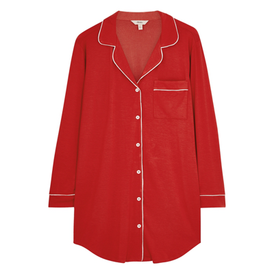 Shop Eberjey Gisele Stretch-jersey Night Shirt In Red And White