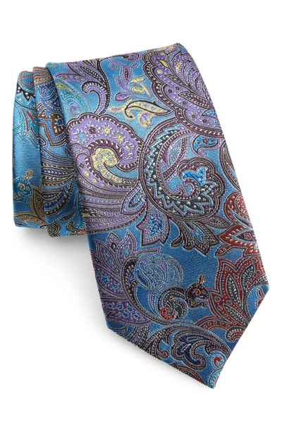 Shop Ermenegildo Zegna Quindici Paisley Silk Tie In Teal