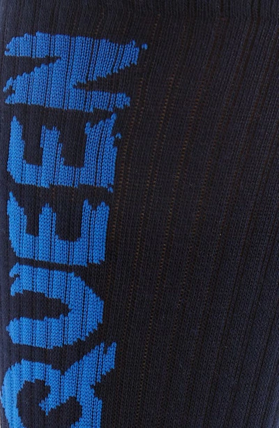 Shop Alexander Mcqueen Graffiti Logo Crew Socks In Navy/ Blue