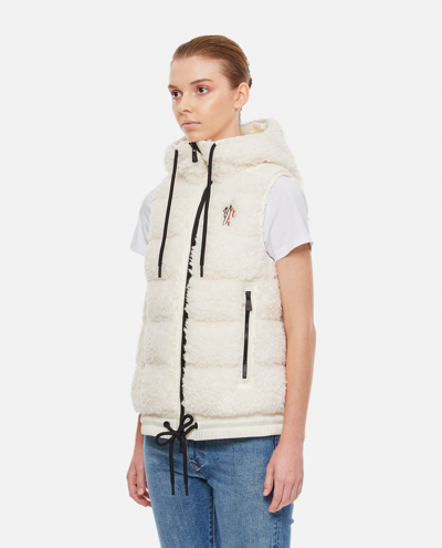 Shop Moncler Grenoble Faux Fur Vest In White