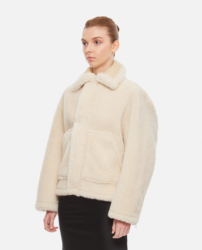 Shop Jacquemus Le Manteau Pastre Shearling Coat In White