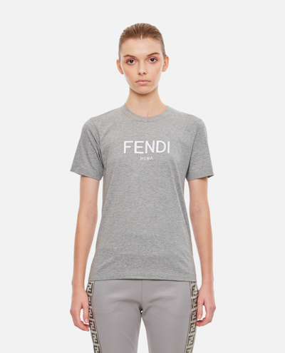 Shop Fendi Roma Logo T-shirt In Grey