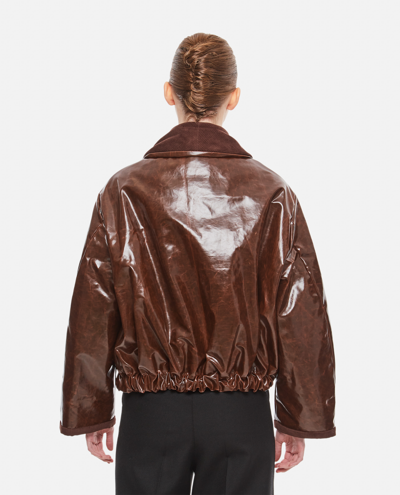Shop Kassl Editions Shiny Bomber Jacket In Brown