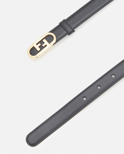 Shop Fendi 25mm Leather Belt In Black