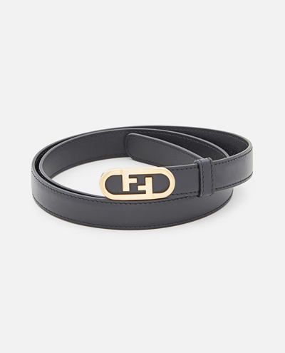Shop Fendi 25mm Leather Belt In Black