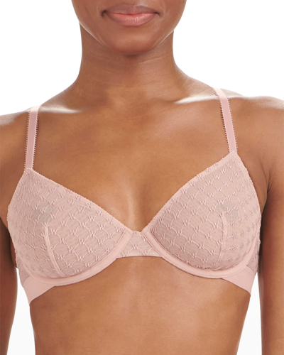 Shop Wolford Sheer Logo-embroidered Demi Bra In Powder Pink