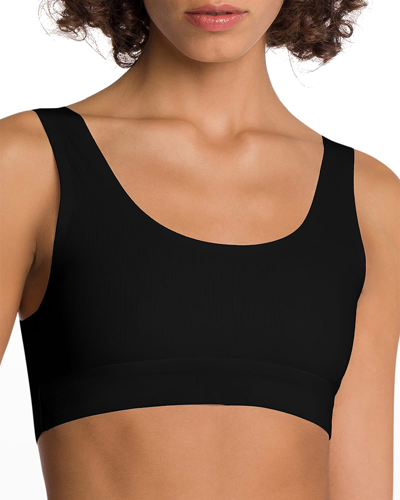 Shop Wolford Beauty Ribbed Scoop-neck Bralette In Black