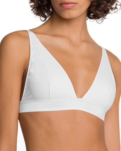 Shop Wolford Beauty Ribbed Triangle Bralette In Pearl