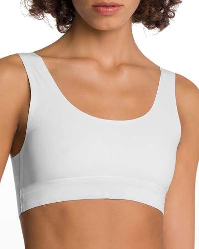 Shop Wolford Beauty Ribbed Scoop-neck Bralette In Pearl