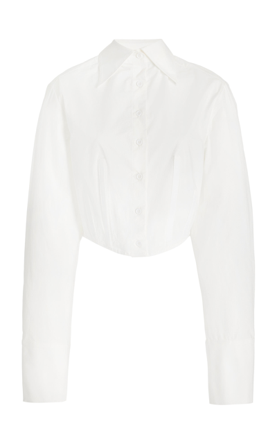 Shop Anna Quan Franke Stretch-cotton Cropped Shirt In White
