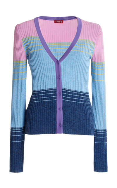 Shop Staud Women's Cargo Striped Ribbed-knit Cardigan In Multi