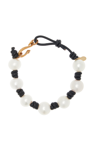 Shop Joie Digiovanni Knotted Leather; Pearl Snake Bracelet In Black