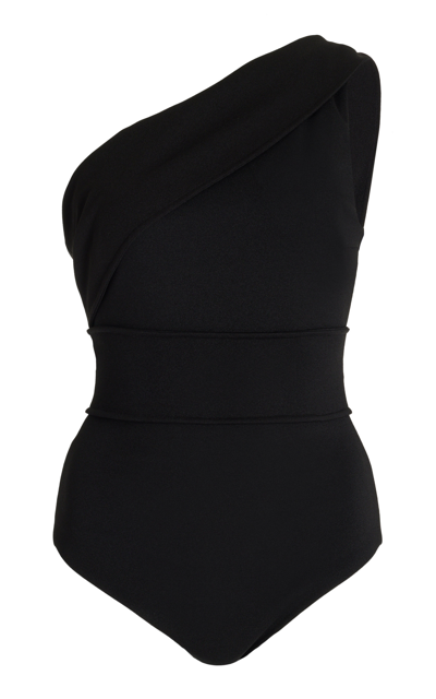 Haight Crepe Maria Asymmetric One Piece Swimsuit In Black
