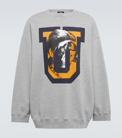 Shop Undercover Printed Cotton Jersey Sweatshirt In Top Gray
