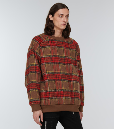 Shop Undercover Checked Wool-blend Flannel Sweater In Brown Ck