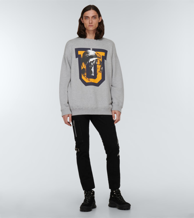 Shop Undercover Printed Cotton Jersey Sweatshirt In Top Gray