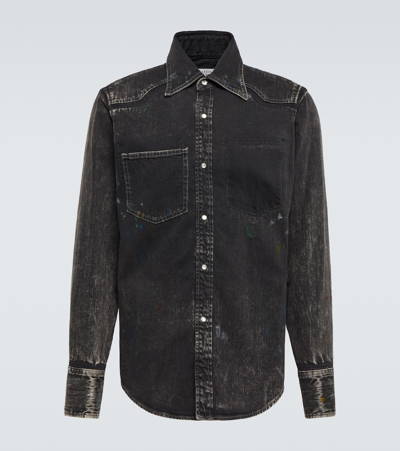 Shop Maison Margiela Denim Shirt In Black