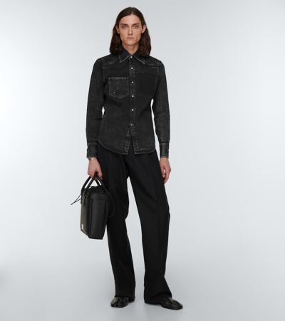 Shop Maison Margiela Denim Shirt In Black