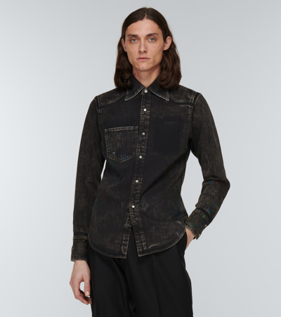 Shop Maison Margiela Denim Shirt In Black