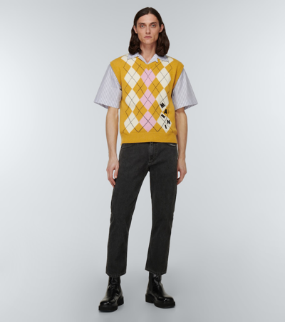 Shop Marni Argyle Virgin Wool Vest In Jupiter