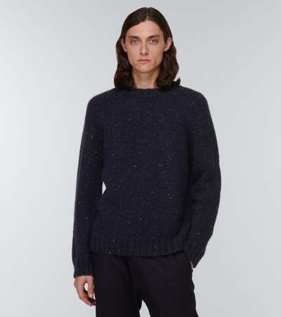 Shop Gabriela Hearst Daniel Speckled Cashmere Sweater In Navy Speckle