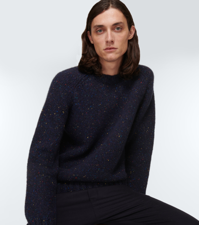 Shop Gabriela Hearst Daniel Speckled Cashmere Sweater In Navy Speckle