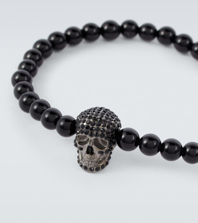 Shop Alexander Mcqueen Skull Beaded Bracelet In Dk Ruth/jet/blk