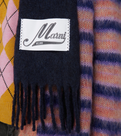 Shop Marni Wool-blend Scarf In Blublack