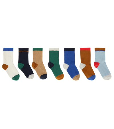 Shop Liewood Silas Set Of 7 Socks In Blue Multi Mix