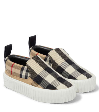 Shop Burberry Vintage Check Slip-on Sneakers In Archive Beige Ip C