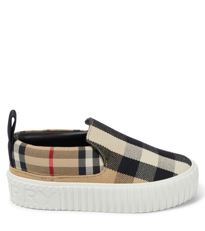 Shop Burberry Vintage Check Slip-on Sneakers In Archive Beige Ip C