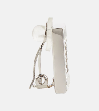Shop Saint Laurent Crystal-embellished Clip-on Earrings In Palladium/crystal