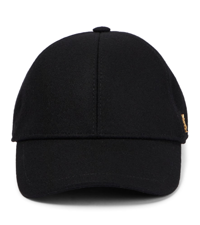 Shop Saint Laurent Wool-blend Felt Baseball Cap In Black
