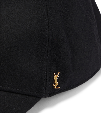 Shop Saint Laurent Wool-blend Felt Baseball Cap In Black