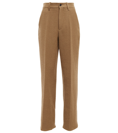 Shop The Row Gustavo High-rise Wool-blend Pants In Bark