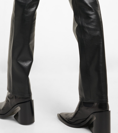 Agolde Recycled Leather Crisscross Waist Straight Leg Pants In Detox
