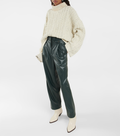 Shop The Frankie Shop Pernille Straight Faux Leather Pants In Bottle Green