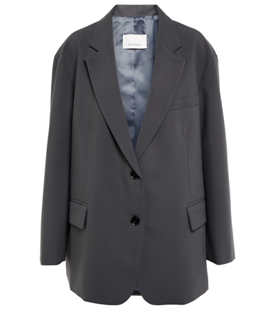 The Frankie Shop Bea Single-breasted Canvas Jacket In Charcoal