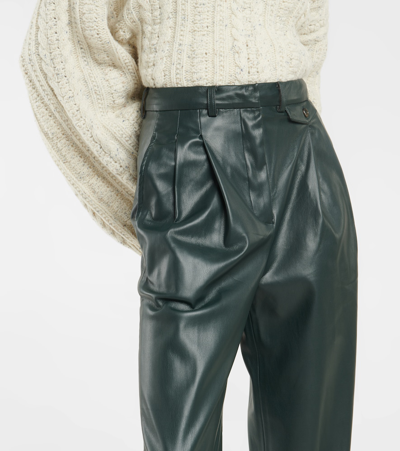 Shop The Frankie Shop Pernille Straight Faux Leather Pants In Bottle Green