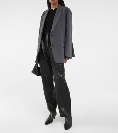 The Frankie Shop Bea Single-breasted Canvas Jacket In Charcoal