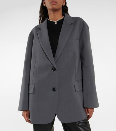 The Frankie Shop Bea Single-breasted Canvas Jacket In Charcoal