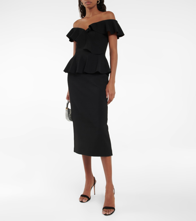 Shop Rebecca Vallance Grace Midi Dress In Black