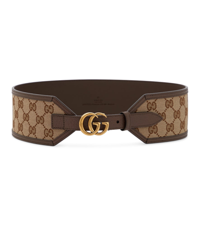 Shop Gucci Gg Marmont Supreme Canvas Belt In Beige Ebony/new Acer