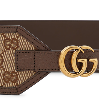 Shop Gucci Gg Marmont Supreme Canvas Belt In Beige Ebony/new Acer