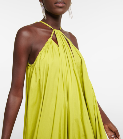 Shop Oscar De La Renta Halterneck Cotton Gown In Chartreuse