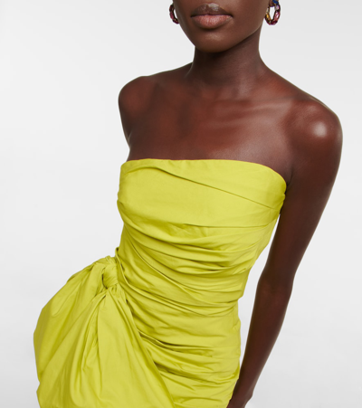 Oscar De La Renta Strapless Cotton Minidress In Chartreuse
